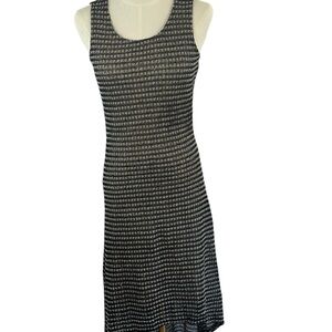 Hem & Thread Black and White Sleeveless Knit Midi Dress, Modern Chic SZ S